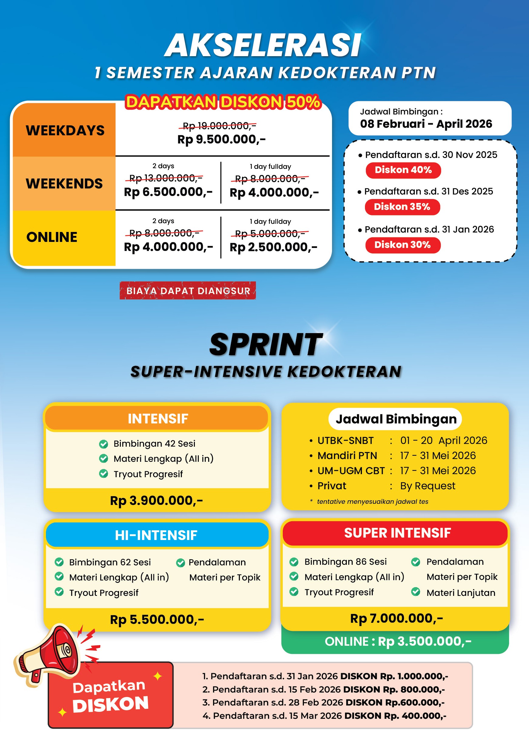 Bimbel Kedokteran 2026 - Akselerasi dan Super Intensif